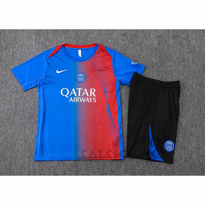 Tuta da Track Paris Saint-Germain Manica Corta 2025-2026 Blu Rosso - Pantaloncini